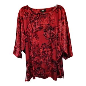 NWT Slim Factor by Investments Scarlet Oversized Floral Dolman Sleeve Top-Size M